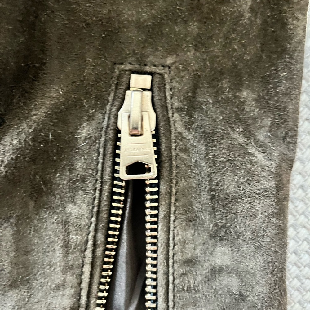 All Saints Olive Leather Jacket - Picture 5 of 7